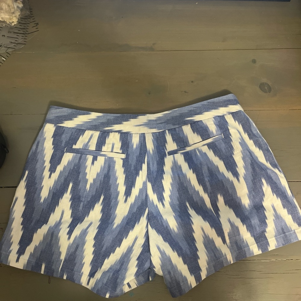 Blue and White Patterned Women's Shorts